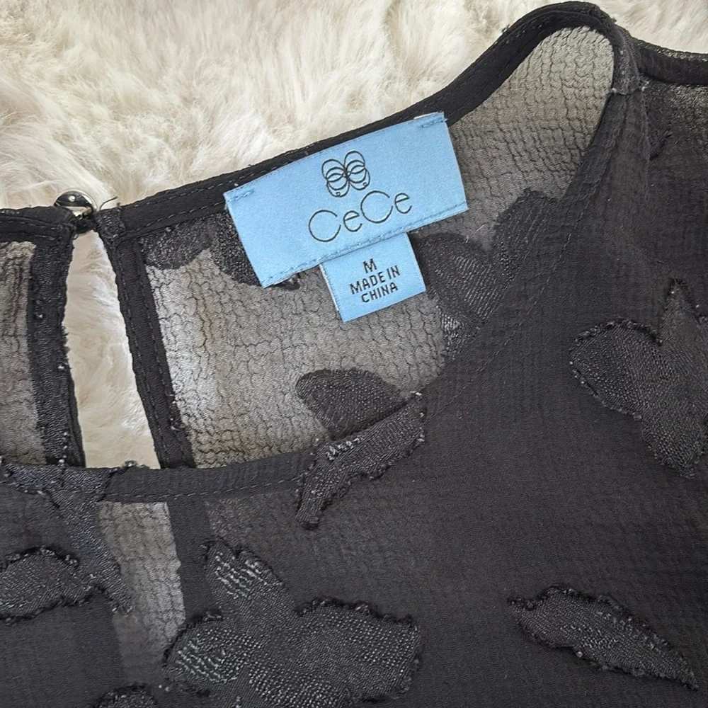 CeCe Black Ruffled Blouse - Picture 2 of 3